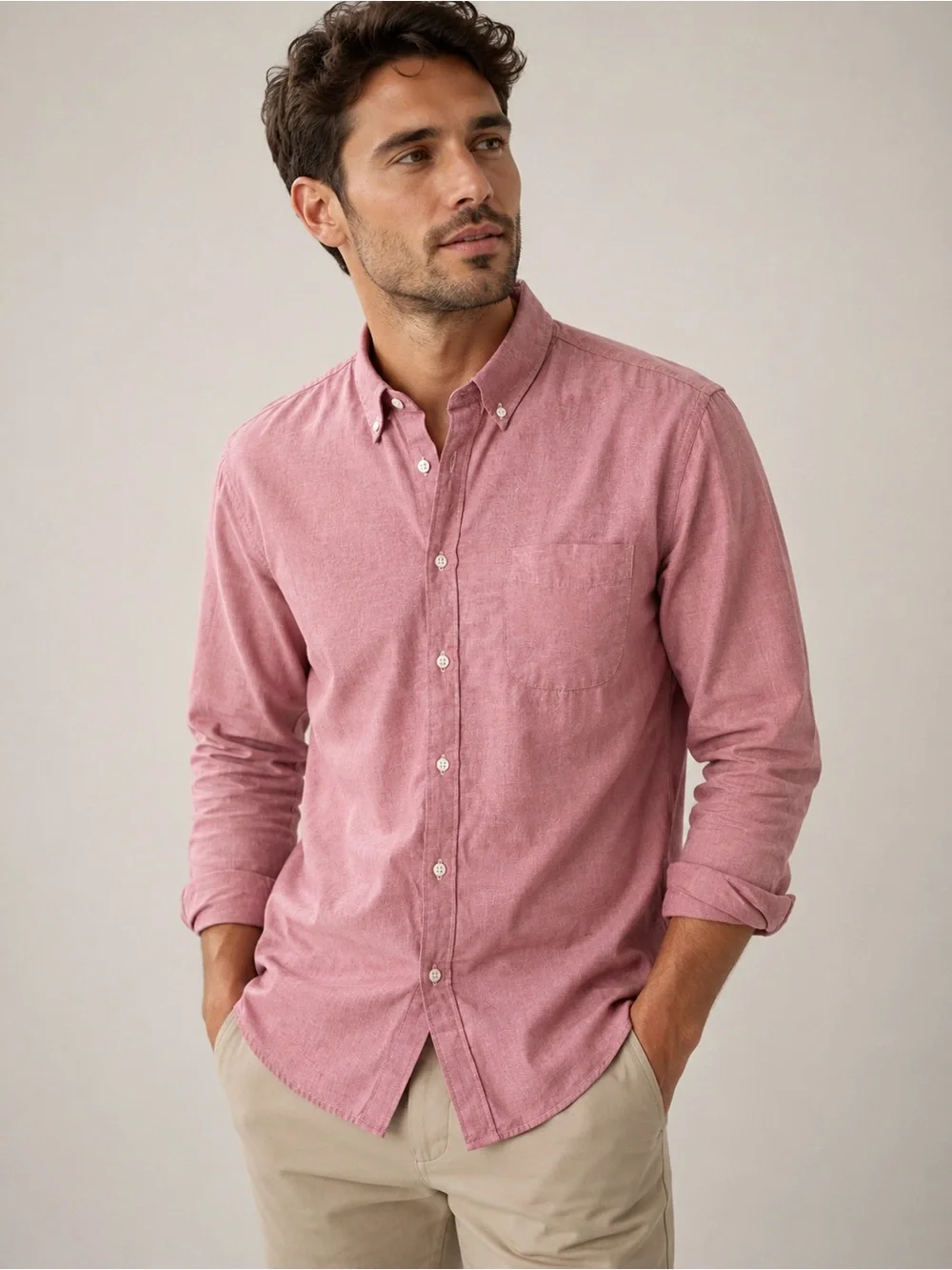 J. Crew Men's Button-Down Shirt in Rose 100% Cotton size Large